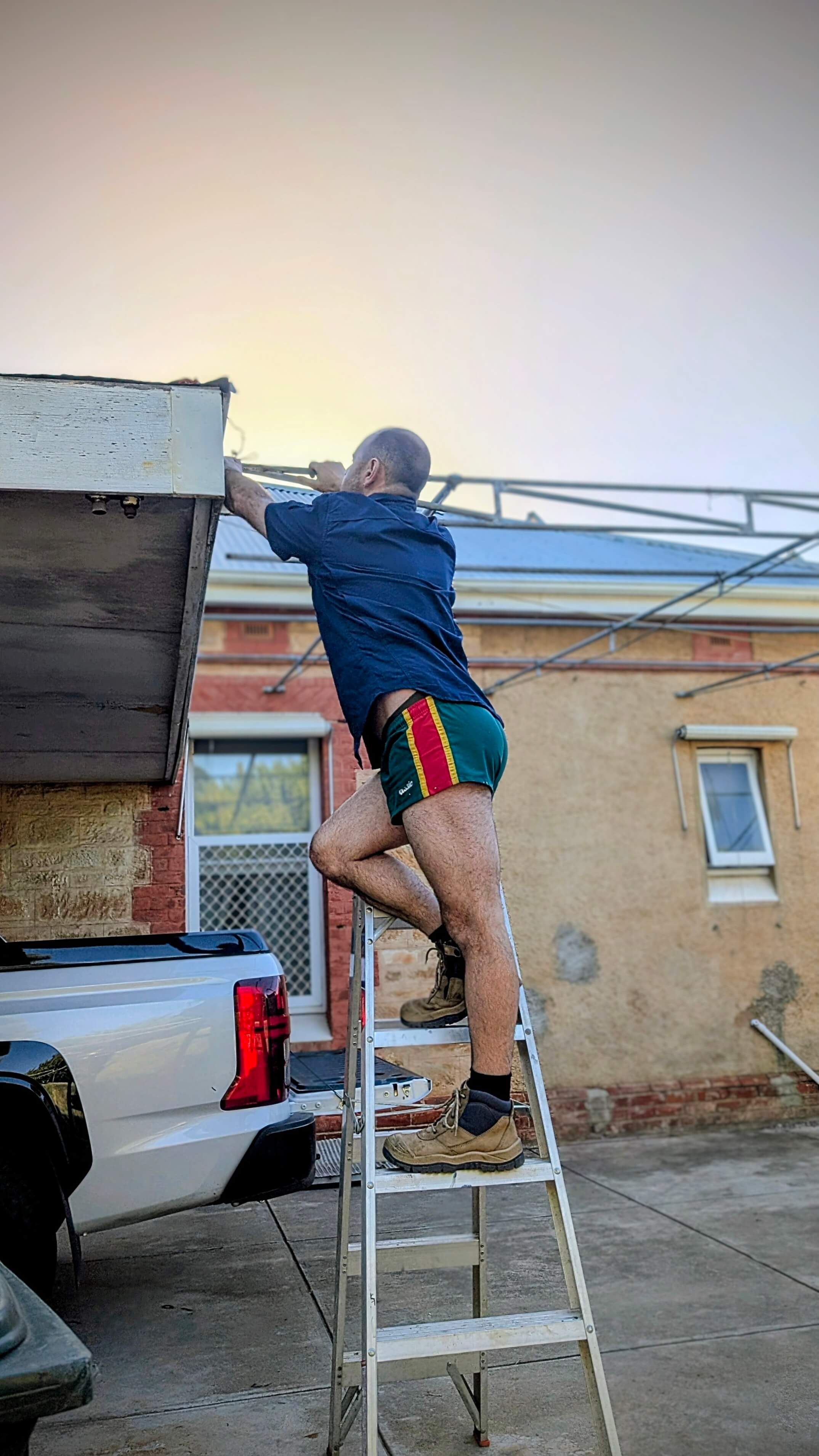 Aaron working on truck maintenance